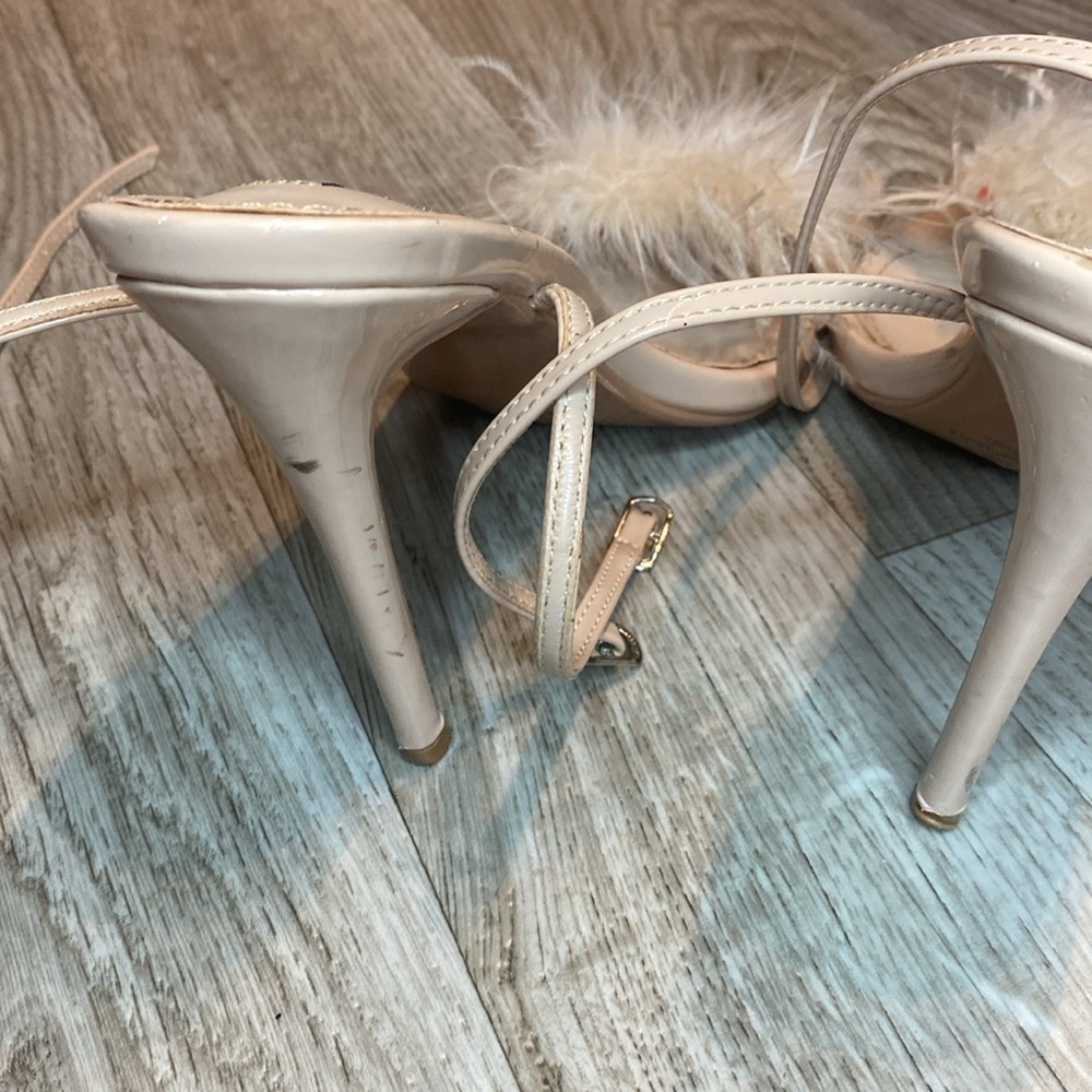 Cape Robbin feathered Women’s Peep Toe Feather Ankle Strap Sandals High … - Picture 6 of 12